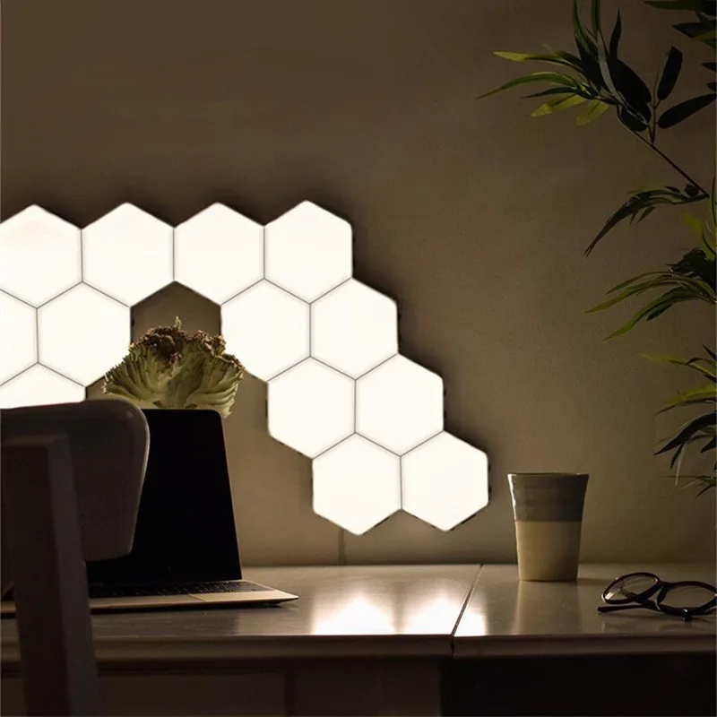 Светодиодный квантовый ночник индукционный сенсорный свет шестиугольные лампы сотовая лампа мозаичная настенная лампа креативное декоративное освещение для дома