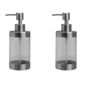 

2pcs Stainless Steel Empty Lotion Bottles Containers Toiletry Pump Bottles Refillable Shampoo Liquid Dispenser For Home Hotel