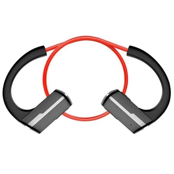 

Wireless Bluetooth Headphones Sports Earphone Headset Automatically Collapsible Memory Coil Retractable Waterproof Earbuds—Red