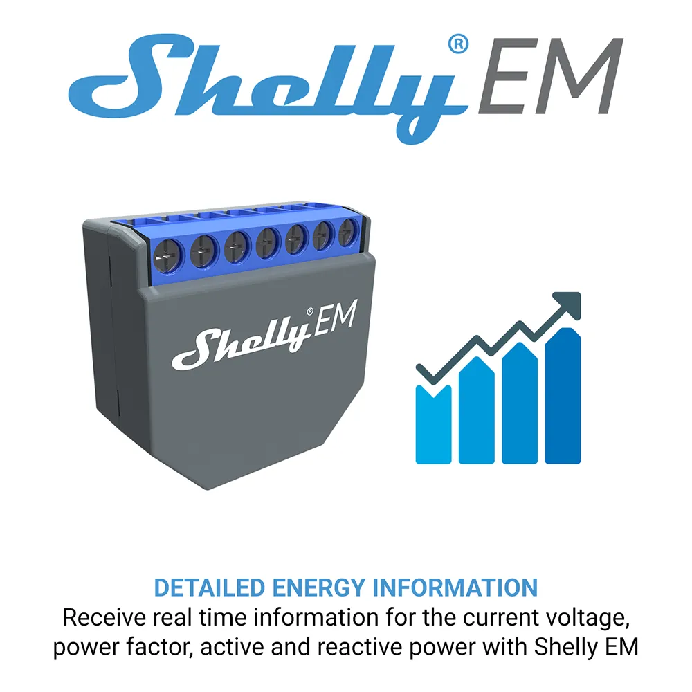 Shelly EM + 50A Clamp: Efficient Wi-Fi Energy Meter & Contactor