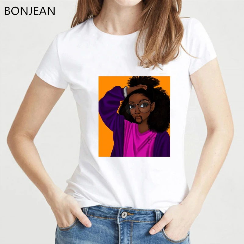 42494 Melanin Poppin' для женщин Футболка femme harajuku Melanin Poppin рубашка vogue черная футболка с принтом для девочек летние топы одежда tumblr - Цвет: 42494