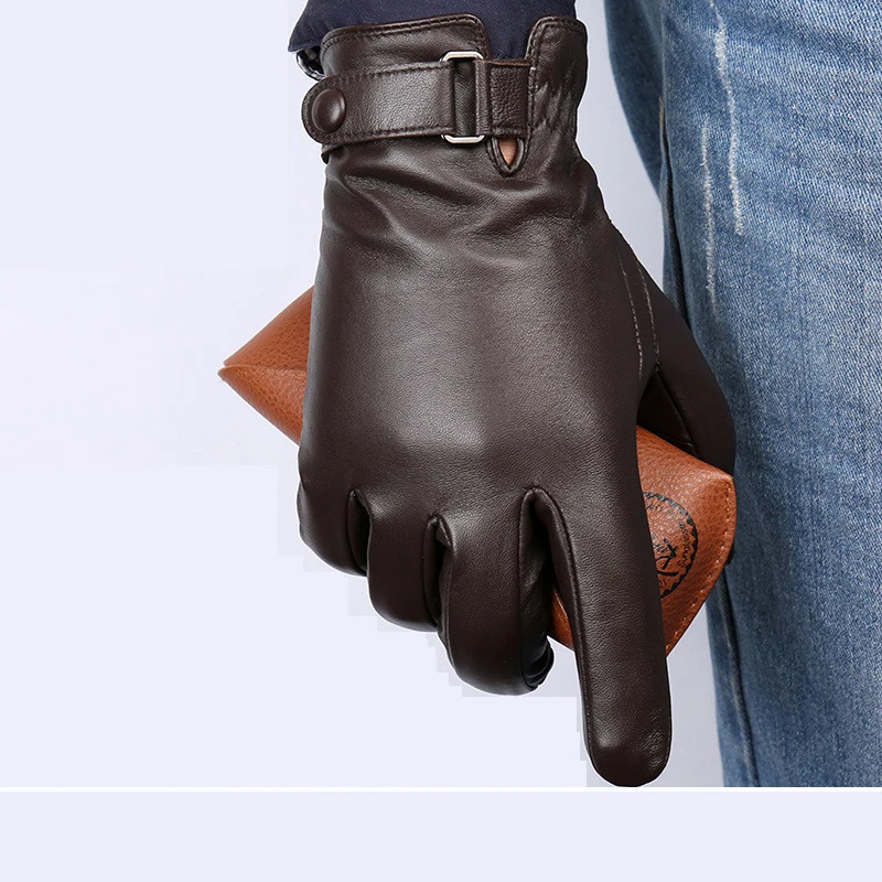 Winter high qualitysheepskin gloves /fashion leather gloves / men's touch screen winter cycling driving warm gloves