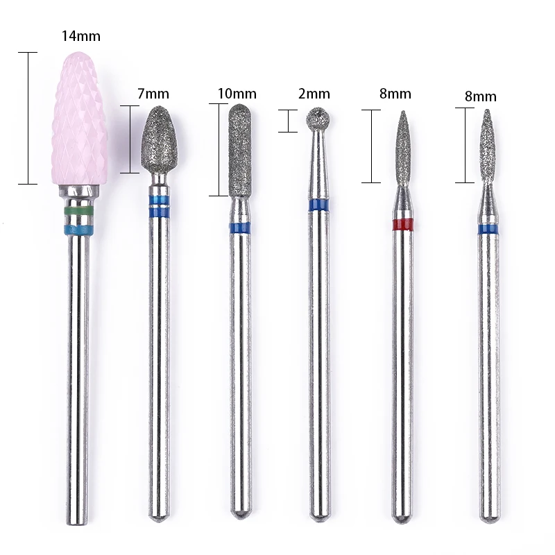 6 шт./кор. электрические сверла для ногтей пилка для ногтей машина мульти размер Электрический Пескоструйный Аппарат инструменты для дизайна ногтей инструмент для замены ногтей