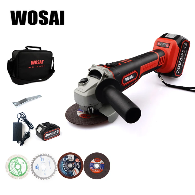 

WOSAI Cordless Angle Grinder 20V Lithium-Ion Grinding Machine Cutting Electric Angle Grinder Grinding Power Tool