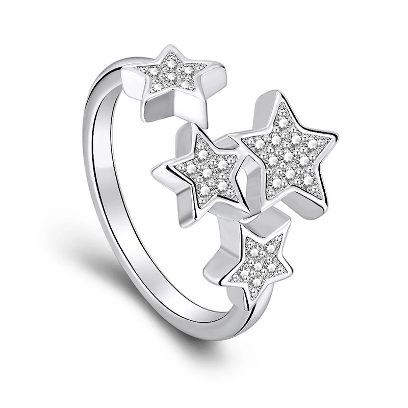 Women Finger Rings Star Opening Zirconia Wedding Party Accessories