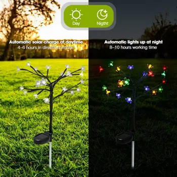 

Solar Lawn Ground Cherry Blossom Lights Peach Blossom String Outdoor Waterproof Christmas Decoration Lights