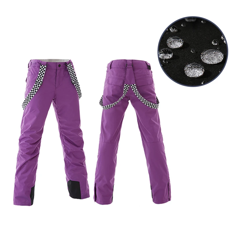 SMN Snowboard Bib Anti-Cold Pants Women Winter Water-Resistant Windproof Breathable Solid Color Outdoor Sports Skiing Trousers