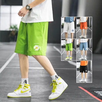 

Knitted Track Shorts Men Summer Cotton Printed Beach Shorts Men Casual Fashion Joggers Short Sweatpants Male Street Bottoms 5XL