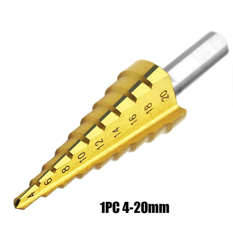 4-12 мм 4-20 мм 4-32 мм HSS 4241 сталь большой шаг конус с титановым покрытием сверло для резки металла набор инструментов Дырокол - Цвет: 4-20MM