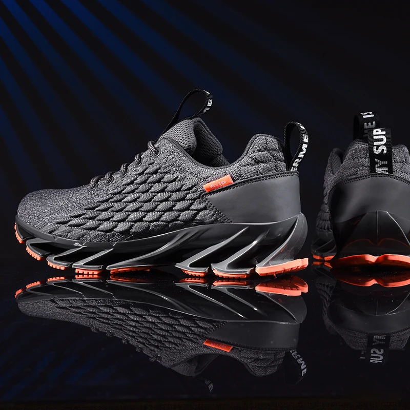 Новые кроссовки с лезвием, мужские кроссовки для бега, уличная тренировочная амортизирующая обувь, амортизирующая, нескользящая прогулочная обувь - Цвет: 6839-Gray