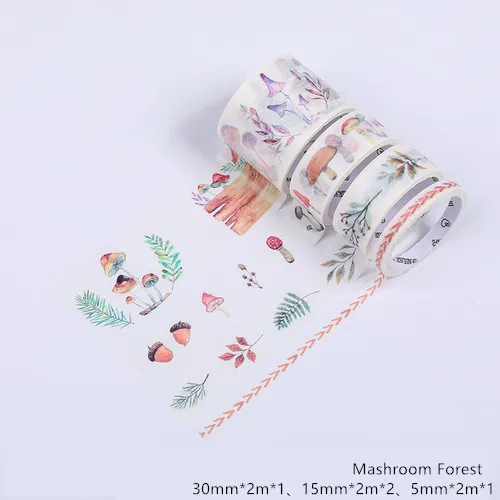Mashroom Forest 4 шт./лот Kawaii набор декоративного скотча Васи осеннее растение маскирующая лента для планировщика Bullet Journal DIY наклейки Скрапбукинг Канцелярские наклейки - Цвет: Mashroom Forest