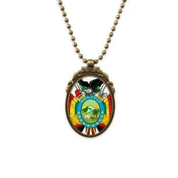 

Bolivia National Emblem Country Antique Brass Necklace Vintage Pendant Jewelry Deluxe Gift