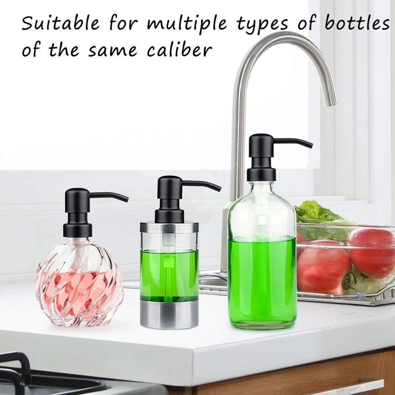 

Soap Dispenser Replacement Pump,4Pack Rust-Proof Stainless Steel with Black Metal Coated Pumps Fit Standard 8Oz/16Oz Boston Roun