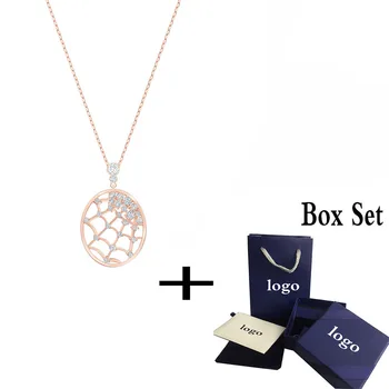 

Fashion Trends New PRECISELY Pendant Necklace Rose Gold Round Spider Web Iced Crystal Crystal Women Jewelry Necklace