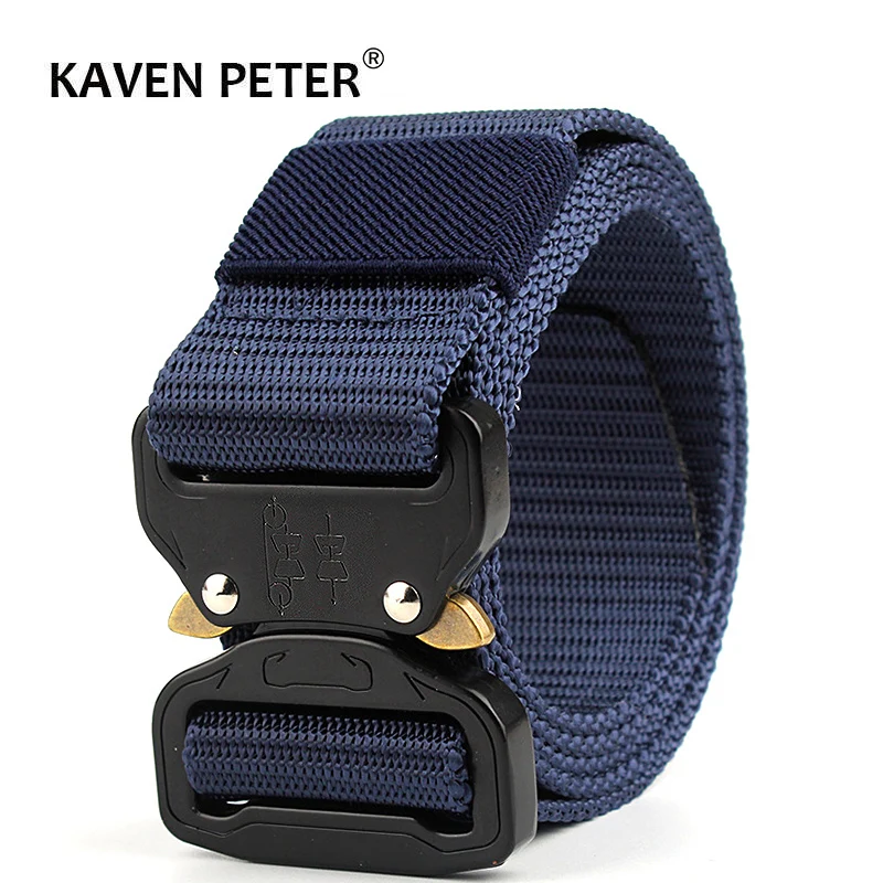 Male Military Canvas Belt Luxury Outdoor Hunting Tactical Army Nylon Belts For Men Alloy Buckle High Quality 120 CM One Size