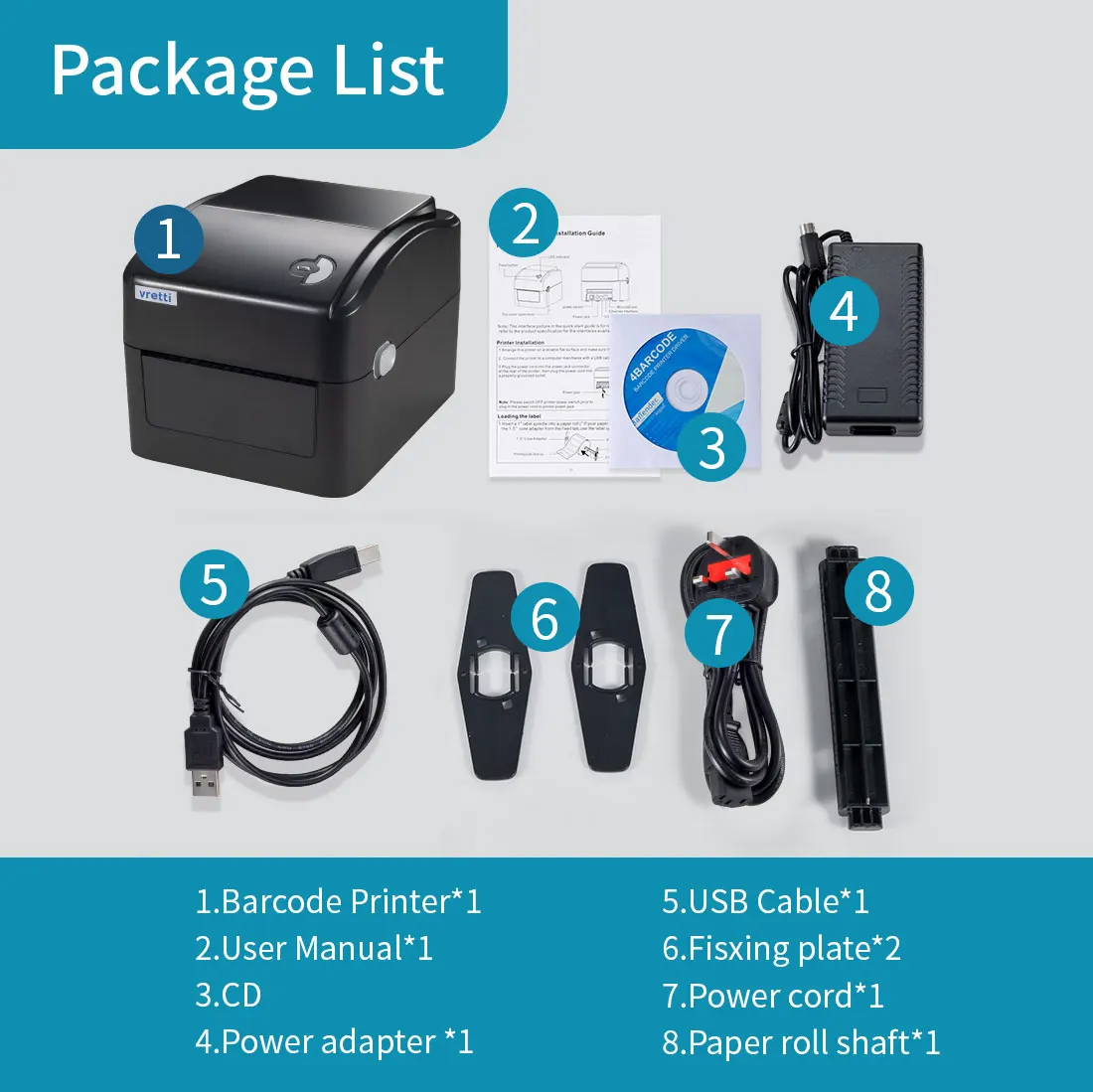 Vretti 420B Wireless Bluetooth Shipping Label Printer 4*6 Thermal Printer Express Black White Barcode Printer Label Holder POS