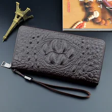 

Men's wallet long new crocodile pattern wallet men's 2019 zipper wallet clutch bag business large-capacity wallet phone bag 586