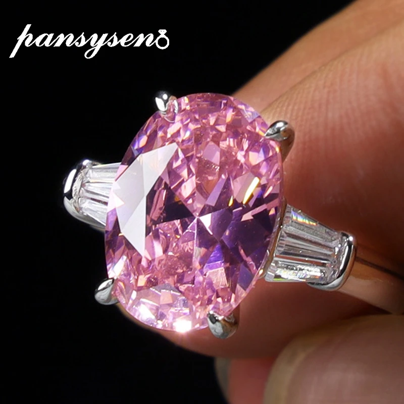 Женское кольцо из серебра 925 пробы с овальным розовым топазом|Кольца| |