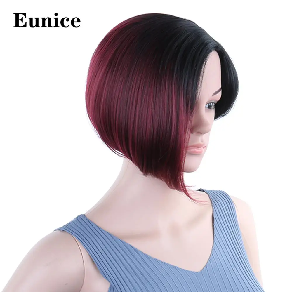 Короткий парик из синтетических прямых волос парики для женщин Омбре фиолетовый