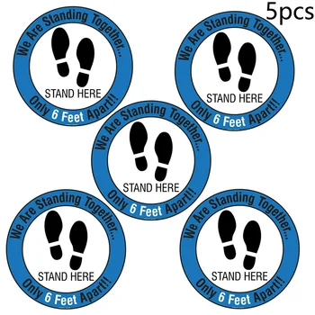 

5pcs Keep Your Distance - Social Distancing Sign Plastic Boards PVC Vinyl Ground Stickers Signs Multi-color