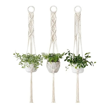 

Macrame Plant Hangers Set of 3 Indoor Wall Hanging Planter Basket Flower Pot Holder Home Decor Hanging Planter