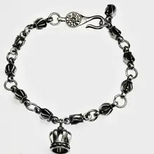 Чистое Серебро S925 Серебряная винтажная цепь корона браслет 925 серебряные ювелирные изделия(YRT