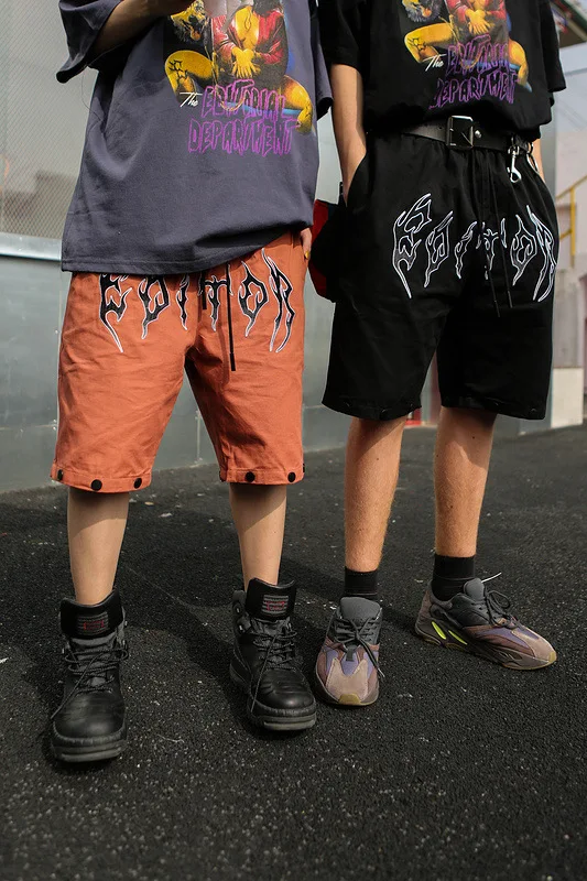 Уличная Брюки для женщин и мужчин два стиля брюки-трансформеры свободные хип хоп Шипы высокие уличные тренировочные штаны с резинкой в талии верхняя одежда в стиле унисекс