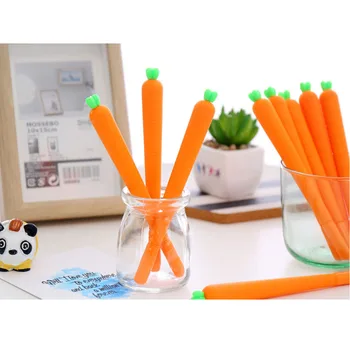 

12 Pack Carrot Gel Ink Pen Soft Silicone RollerBall Pen Novelty Cute for Office and School Supplies Gift for Kids
