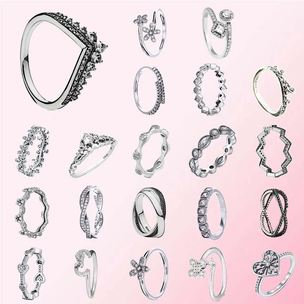 

2019 100% 925 Sterling Silver Classic Flowers Heart-shaped Plum Crown Glamour Jewelry Ring Free Shipping Wholesale