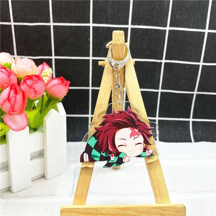 Anime Demon Slayer Kimetsu no Yaiba keychain Kamado Nezuko Kochou Shinobu Kanroji Mitsuri acrylic key chain cartoon cute funny