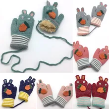 RUINPOP/ милые зимние вязаные перчатки для мальчиков и девочек, модные дизайнерские вязаные перчатки, варежки, детские мягкие тёплые перчатки