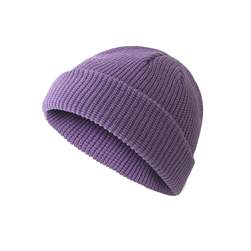 

Knitted Beanies Korean Style Solid Color Men Women Caps Dome Warm Short Autumn Winter Hip Hop Simple Elastic All-Match Hats