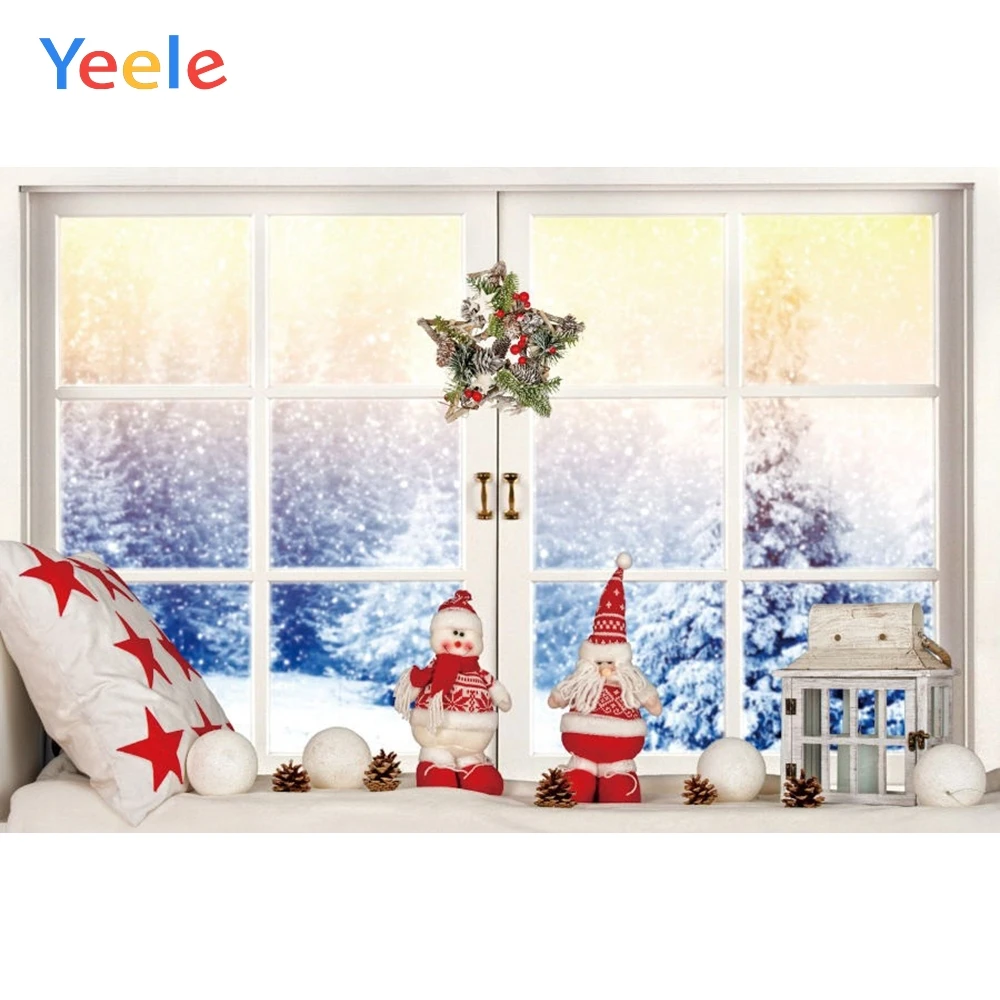 

Yeele Christmas Backdrop Winter Snow Window Forest Baby Portrait Custom Vinyl Photography Background For Photo Studio Photophone