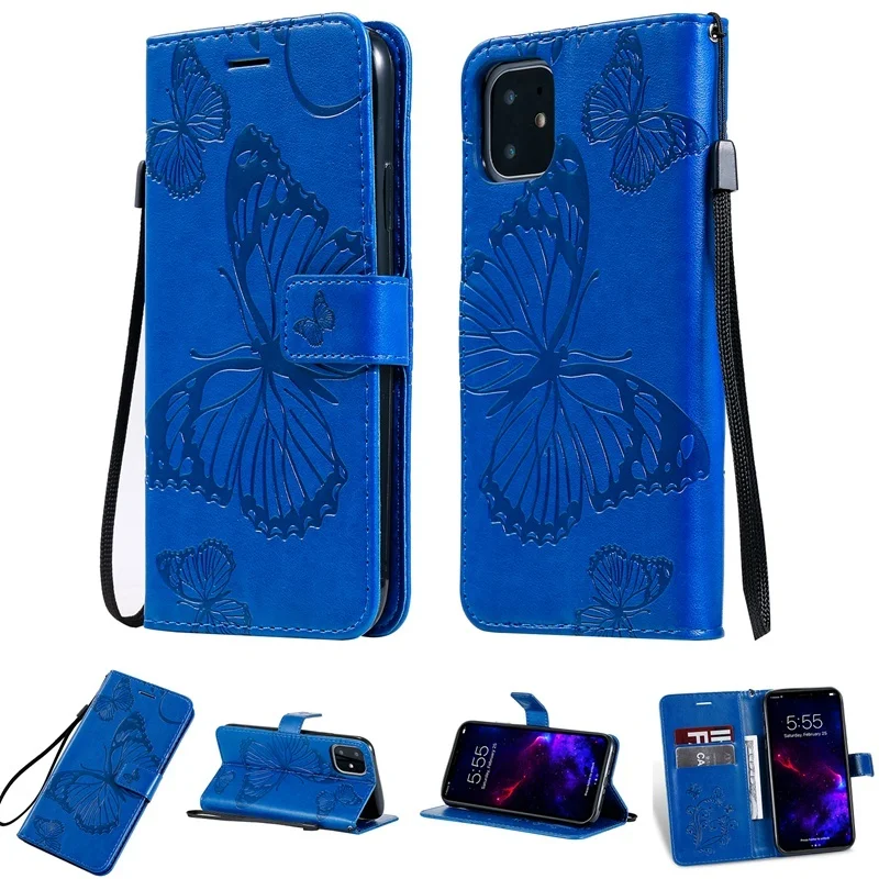 Wallet Flip 3D Butterfly Leather Case For iPhone 11 Pro X XS XR Max 5 5S SE 6 6S 7 8 Plus Book Cases Soft TPU Phone Cover Fundas iphone 7 cardholder cases