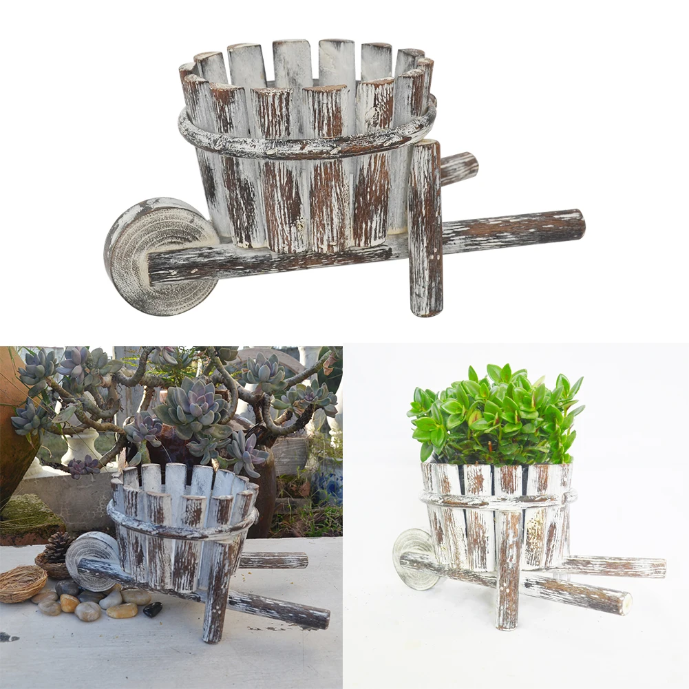 

Storage Flower Pot Garden Decor Carbonized Wooden Planting Office Container Organizer Portable Ornamental Outdoor Tricycle Shape