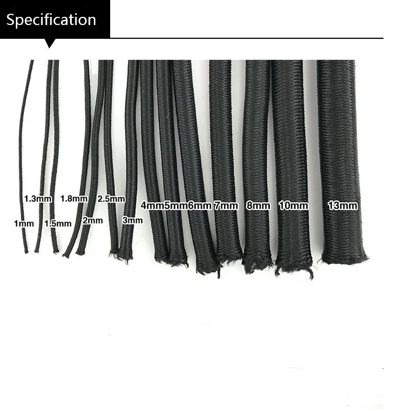 

Black White High-Quality Round Elastic Band 1mm-15mm Round Elastic Rope Rubber Band Elastic Line DIY Sewing Accessories 5meters