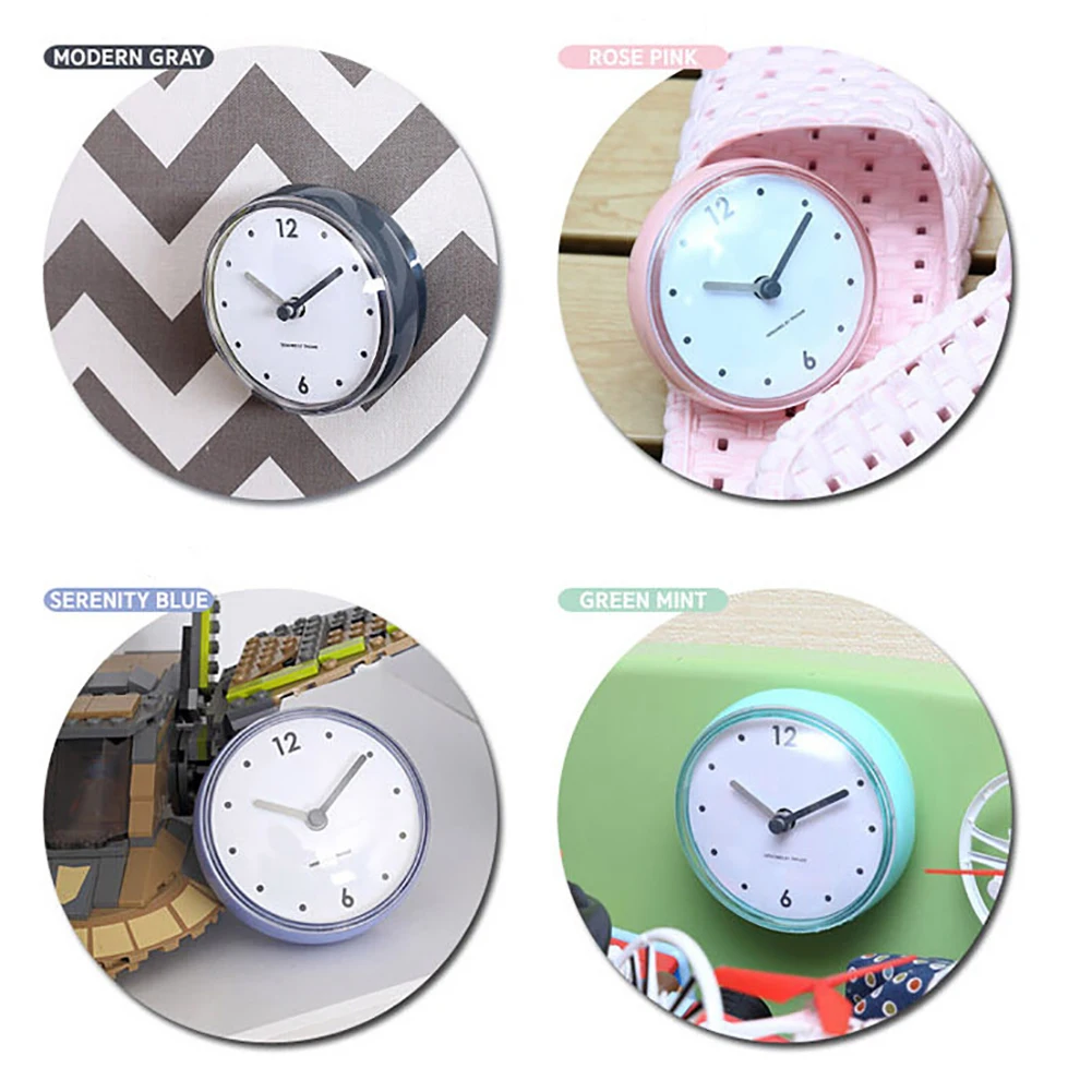 Mini Suction Cup Clock Bathroom Waterproof Sucker Alarm Clock Timer Decor Kitchen Bath Shower Wall Clocks Tiny Toilet Home Decor