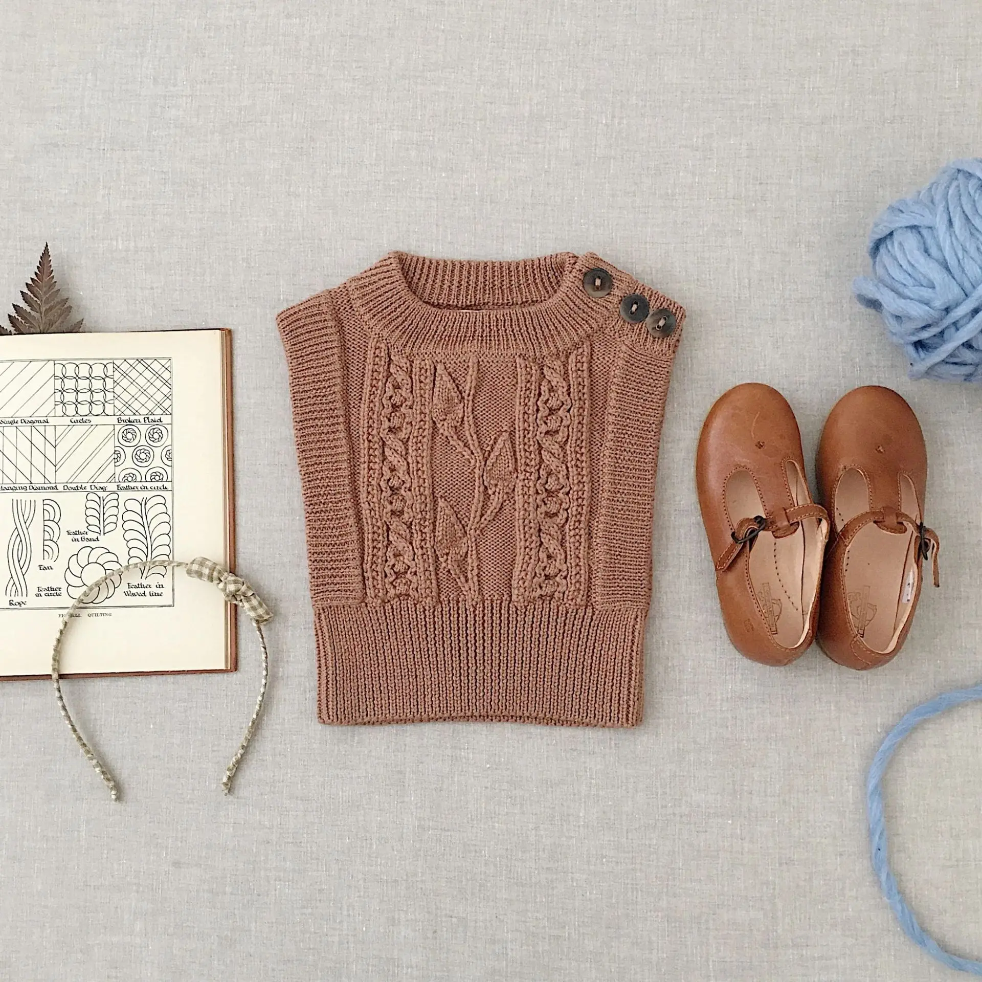 Soor ploom-小さな女の子のための綿のセーター,ニットベスト  