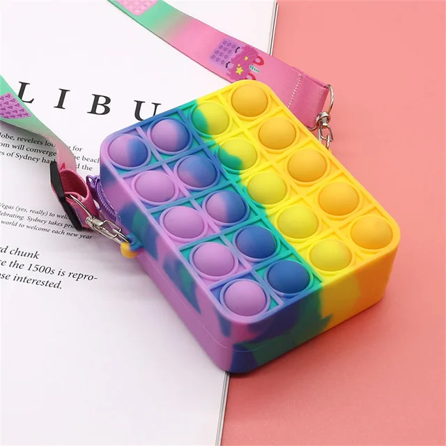 Fashion Unicorn Fidget Toys Bag Push Pop Bubbles Kawaii Wallet Bag Coin Purse Silicone Antistress Figet Sensory Toy For Girls 6