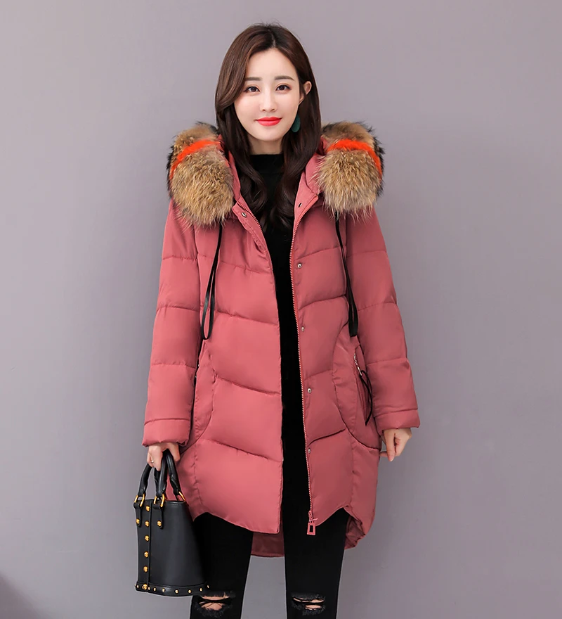 Women's Winter Long Down Jacket Hooded With Fur