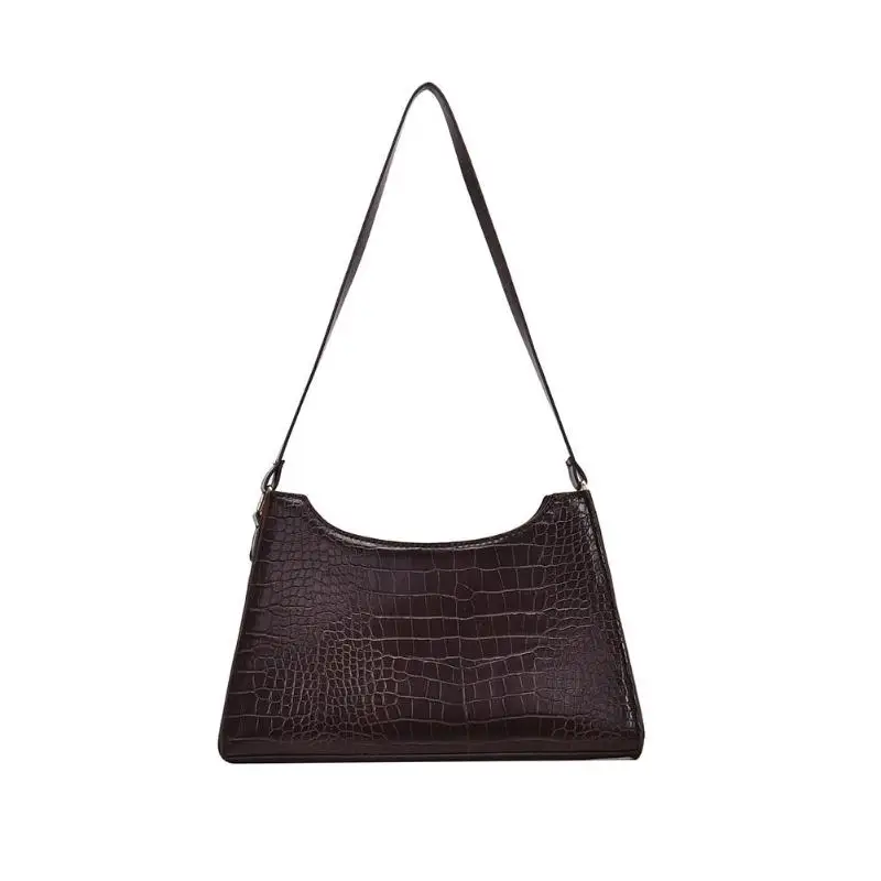 Женская сумка, Ретро стиль, Аллигатор, субакиллярная сумка, винтажная маленькая треугольная квадратная сумка, кожаная Ретро сумка на плечо, одноцветная сумка - Цвет: Coffee