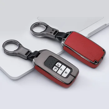

Shell Key Case Cover Leatherette+Zinc Alloy For Honda Accord Civic Parts Car Auto