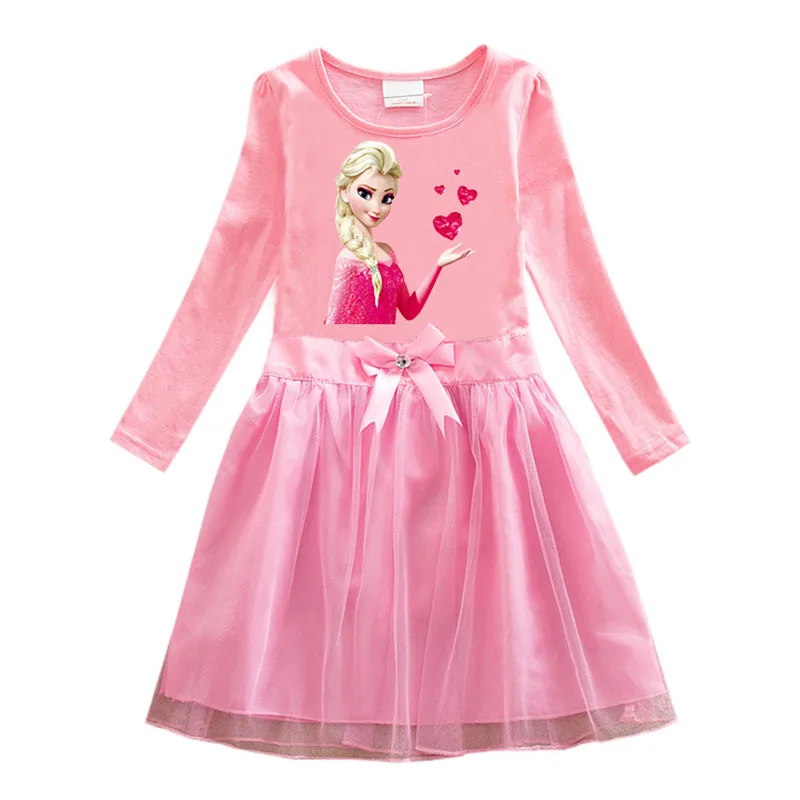 Платье для маленьких девочек «hello kitty»; костюм принцессы Эльзы с длинными рукавами для детей; осенние вечерние платья для дня рождения; одежда для детей