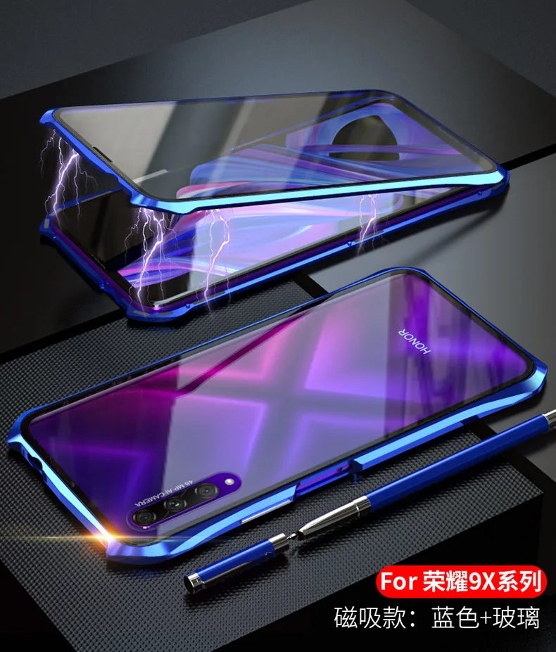 Магнитный чехол для huawei Honor 9X Pro Чехол Honor9X двухсторонний 9H закаленное стекло чехол для huawei Honor 9X Pro металлический бампер чехол