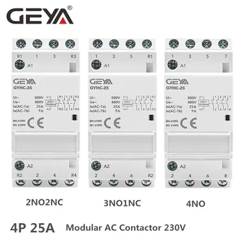 

GEYA Din Rail Automatic Modular Household Contactor AC230V 4P 25A 4NO 2NO2NC 3NO1NC 50/60Hz