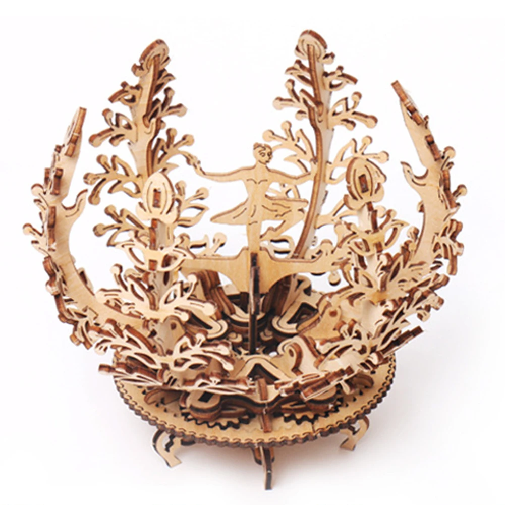 

Gear Rotate 3D Office Assembled Model Decoration Eco-friendly Wood Flower Adults DIY Mechanical Transmission Gift Toy