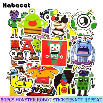 

50 Pcs/Pack Funny Little Monster Robot stickers for Motorcycle Skateboards Bicycles Laptop Computers Mobile Suitcases stickers