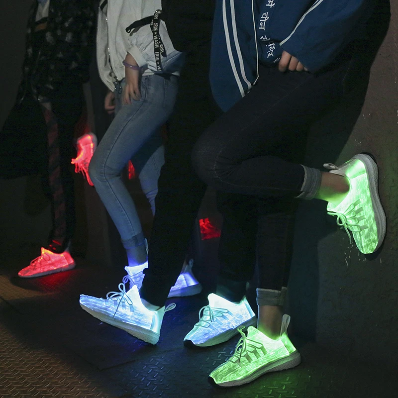 Большой Size25-46 Led волоконно-оптический обувь для девочек и мальчиков; размеры Для мужчин Для женщин USB зарядки светящиеся кроссовки, мужская легкая обувь на шнуровке Обувь для стрит-данса