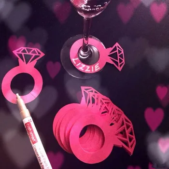 

Creative diamond ring table card cup card wine glass card seat card wedding party supplies 120 pieces baby shower decorations