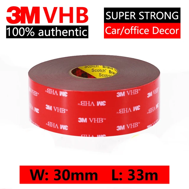 3M VHB Double Side Tape Super Strong High Temperature Gray Foam Adhesive Two Face For Car/Home Decor Wide 5-50mm Customized 30mmx33m